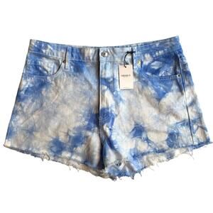 NWT Forever 21 Blue & White Cut Off Tie-Dye Shorts Size 31